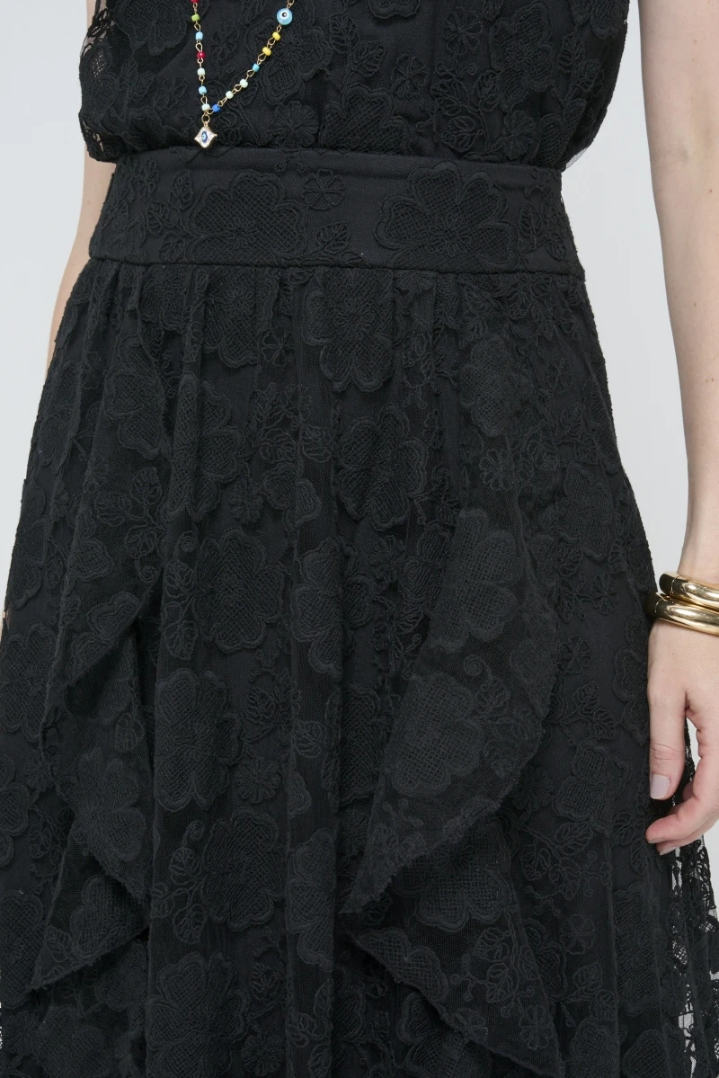 Hidrogênio - BLACK RUFFLED SKIRT - 20619001 Hidrogênio - BLACK RUFFLED SKIRT - 20619001