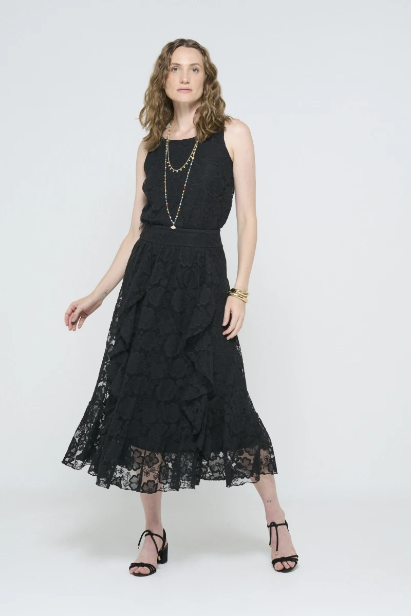 Hidrogênio - BLACK RUFFLED SKIRT - 20619001 Hidrogênio - BLACK RUFFLED SKIRT - 20619001