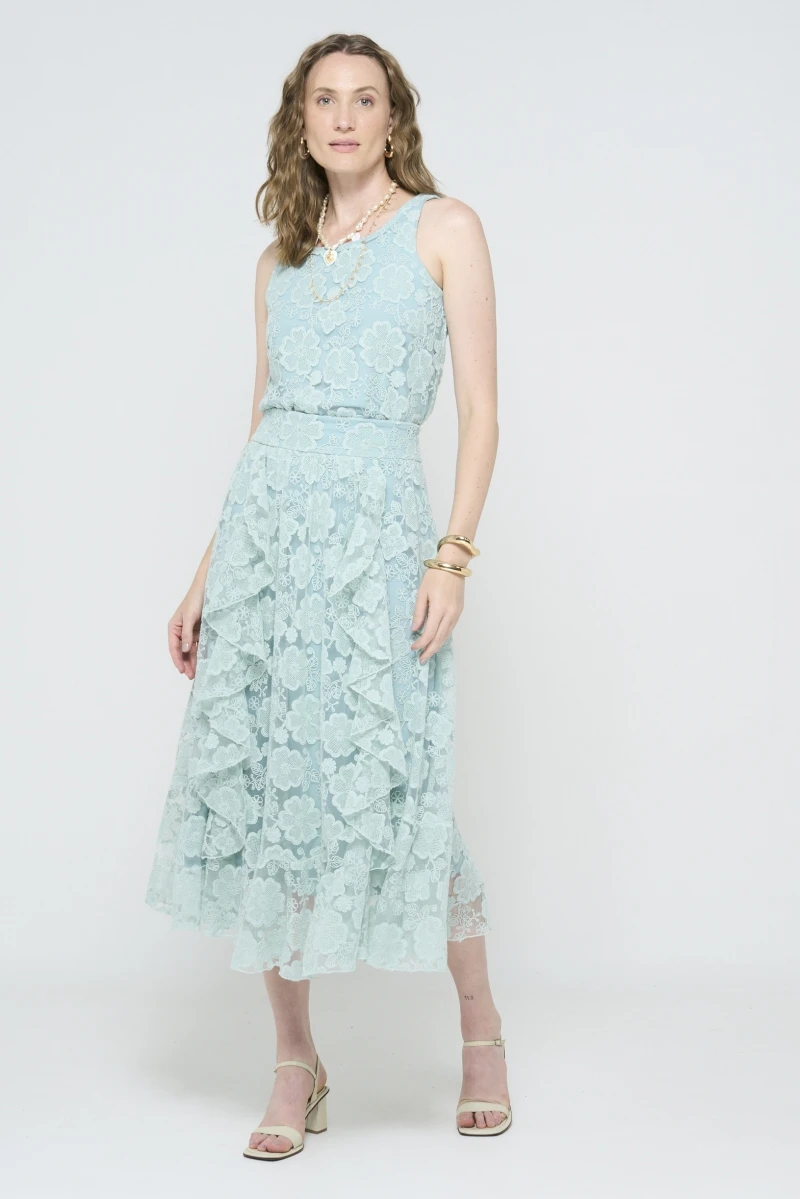 Hidrogênio - GREEN RUFFLED SKIRT - 20619009