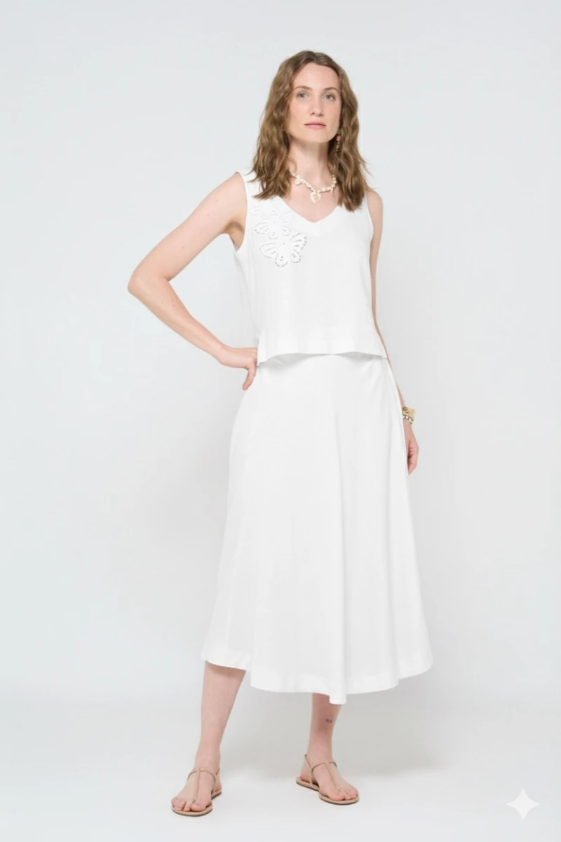 Hidrogênio - GODE SKIRT WITH OFF-WHITE CUTOUTS - 20578018
