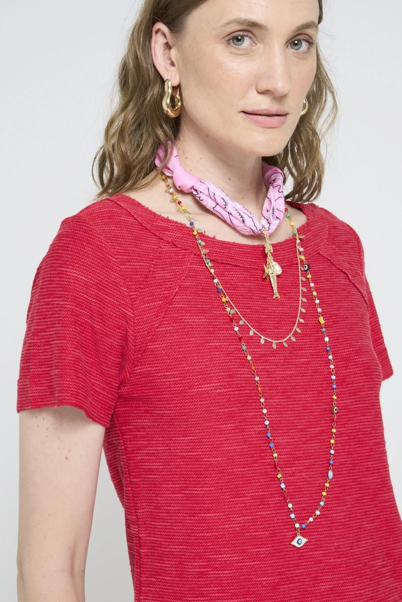 Hidrogênio - T-SHIRT WITH RED THREAD CUTOUTS - 20591008 Hidrogênio - T-SHIRT WITH RED THREAD CUTOUTS - 20591008