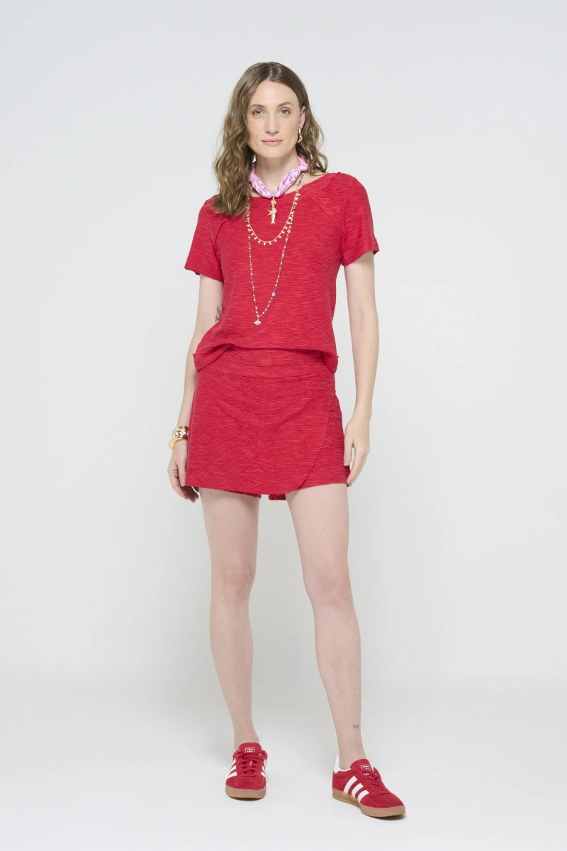 Hidrogênio - RED THREADED SKIRT SHORTS - 20592008 Hidrogênio - RED THREADED SKIRT SHORTS - 20592008