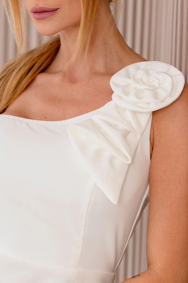 Miss Misses - Celiny Midi Dress with Off-White Flower Detail - 54709030 Miss Misses - Celiny Midi Dress with Off-White Flower Detail - 54709030