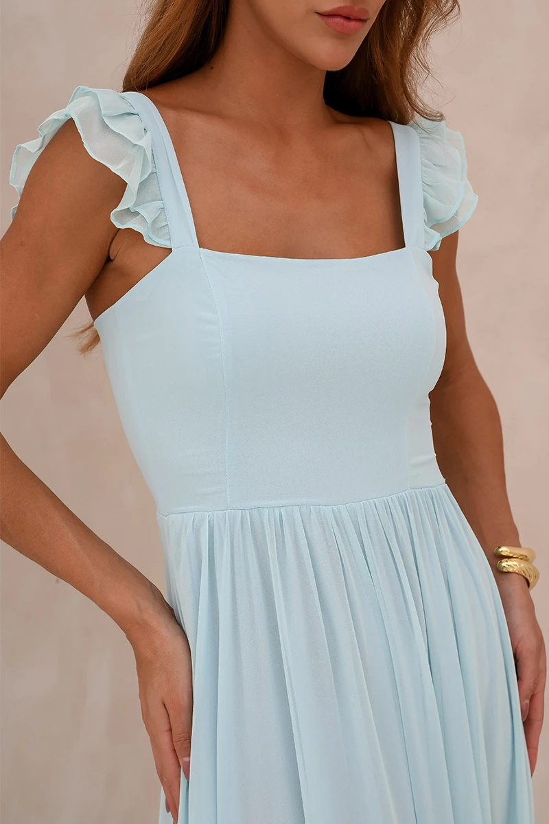 Dot Clothing - Dress Dot Clothing Lauren Long W/ needlework Azul Serenity - 2849AZUL