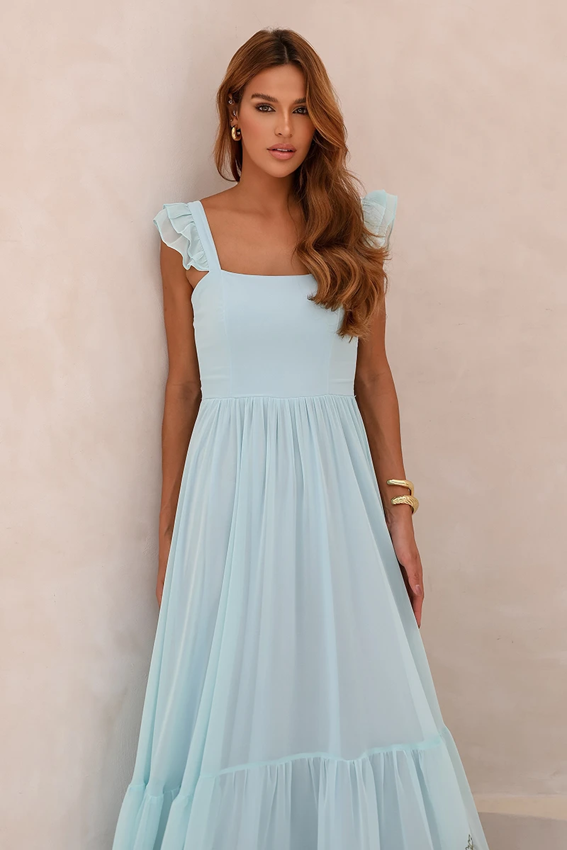 Dot Clothing - Dress Dot Clothing Lauren Long W/ needlework Azul Serenity - 2849AZUL