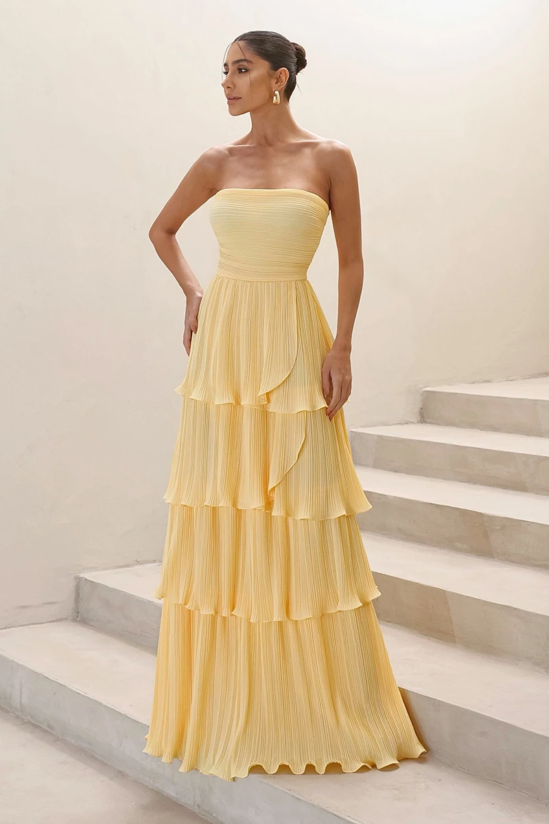 Dot Clothing - Dot Clothing Long TQC Pleated Chamomile Dress - 2411AMAR
