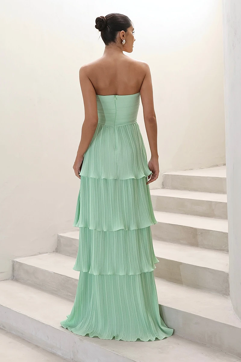 Dot Clothing - Dot Clothing Long TQC Pleated Mint Green Dress - 2411VERDEM