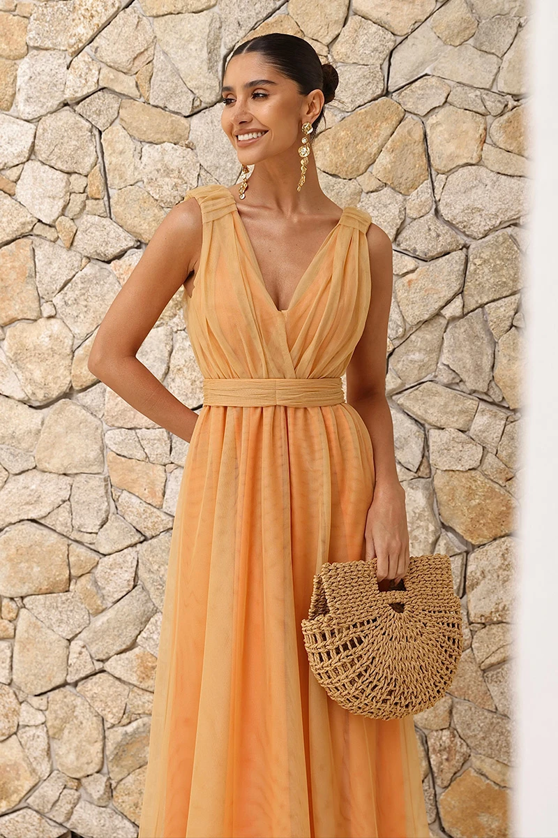 Dot Clothing - Dress Dot Clothing Long Tulle Orange - 2834LARA