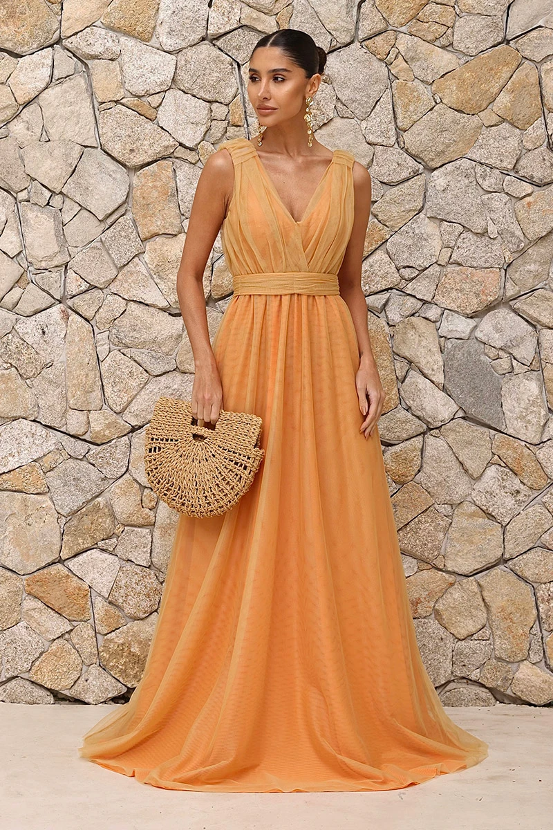 Dot Clothing - Dress Dot Clothing Long Tulle Orange - 2834LARA