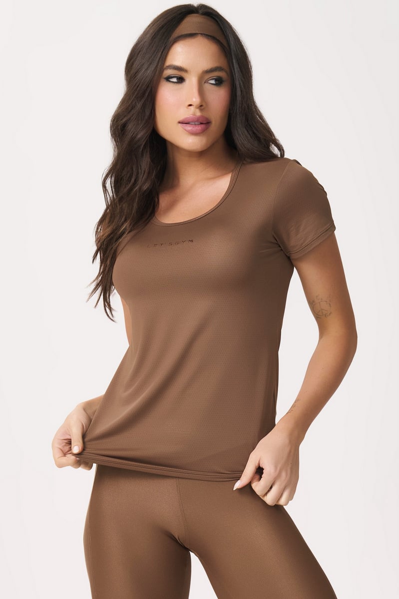 Lets Gym - Shirt M/C Basic Mocha Mousse - 2430MM