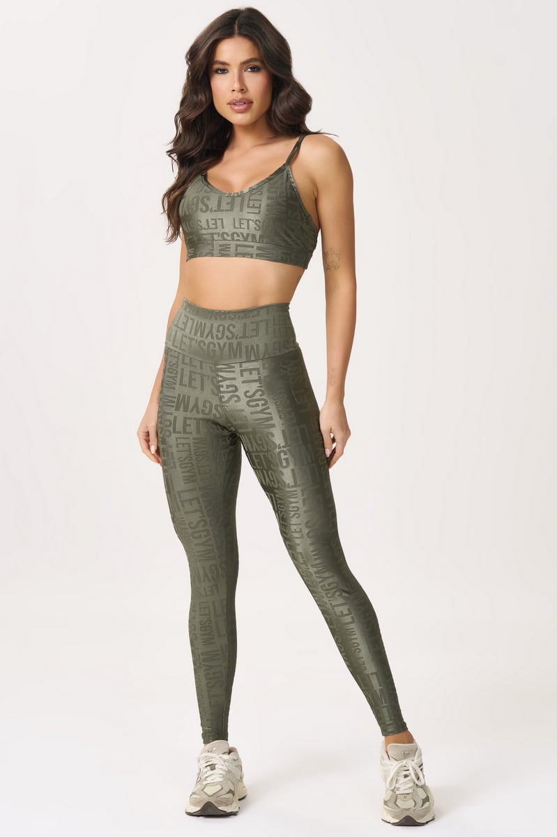 Lets Gym - Velvet Name Forest Leggings - 2628FST