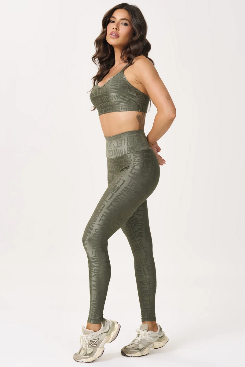 Lets Gym - Velvet Name Forest Leggings - 2628FST