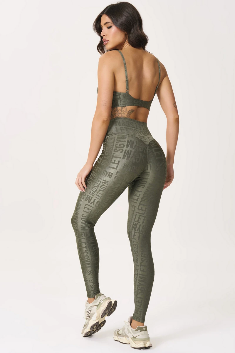 Lets Gym - Velvet Name Forest Leggings - 2628FST
