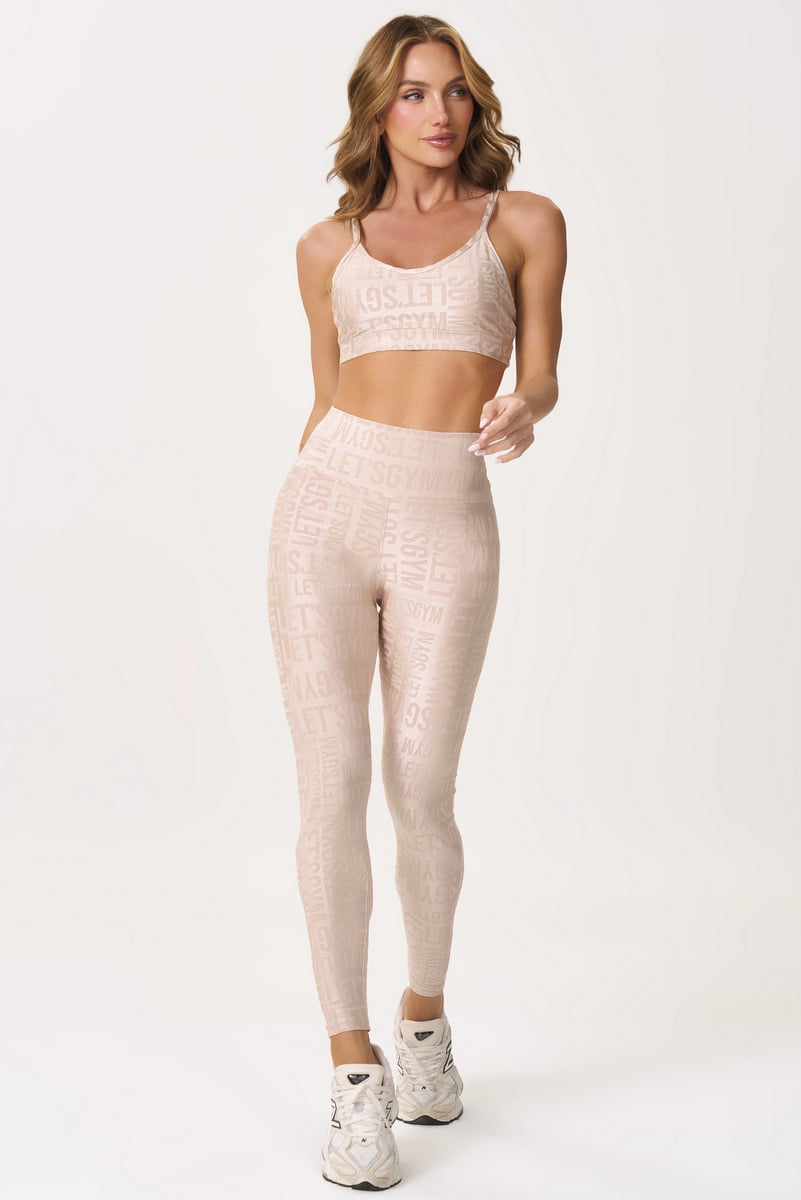 Lets Gym - Velvet Name Nude Leggings - 2628ND