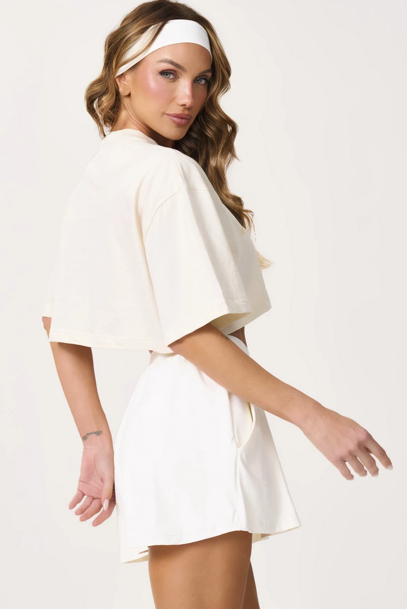 Lets Gym - Cropped Brand Up Off White - 3079OFW