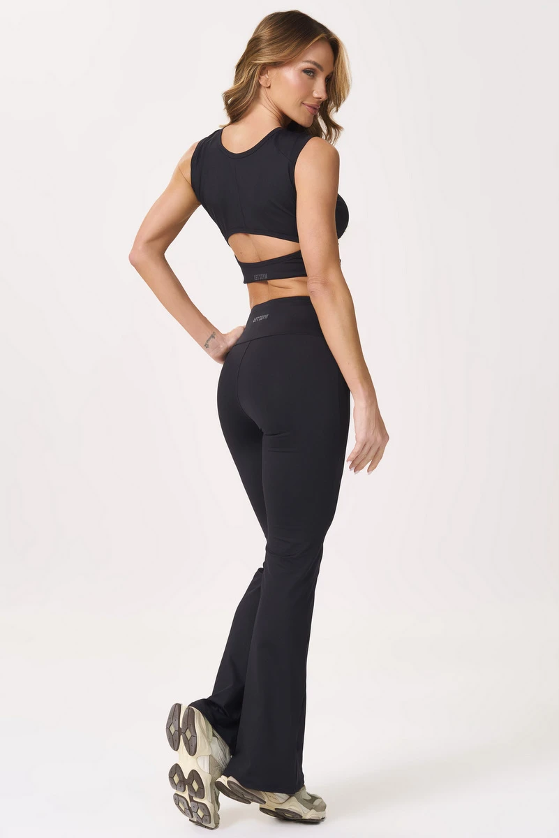 Lets Gym - Black Cropped Top by Lush - 3091PT