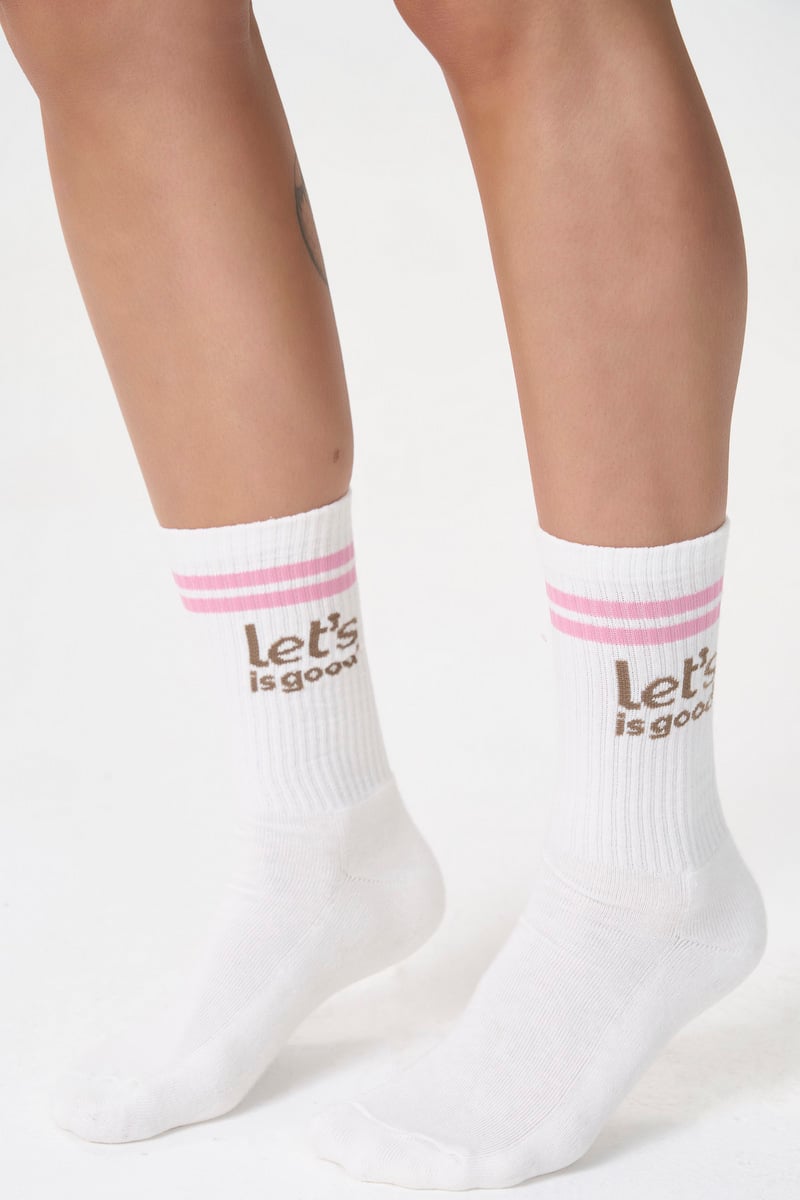 Lets Gym - White Letsgym Socks - 3172BR