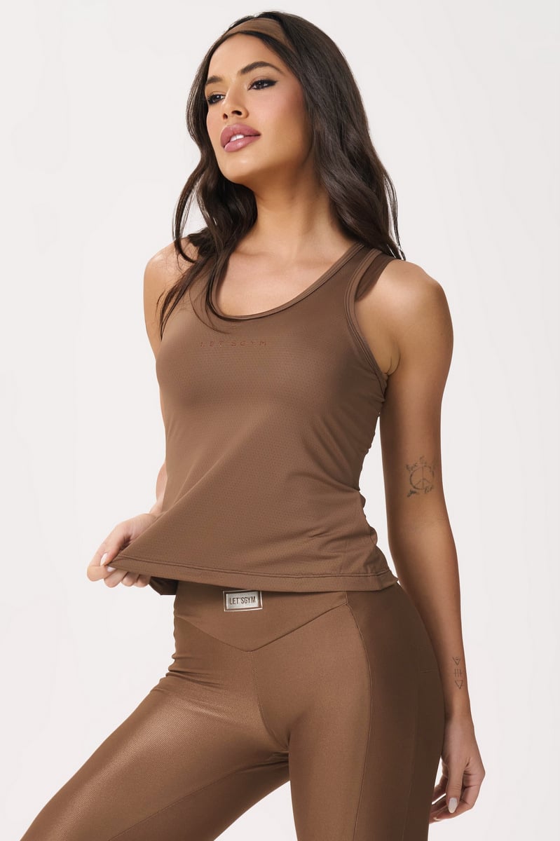 Lets Gym - Essential Mocha Mousse Tank Shirt - 3190MM Lets Gym - Essential Mocha Mousse Tank Shirt - 3190MM