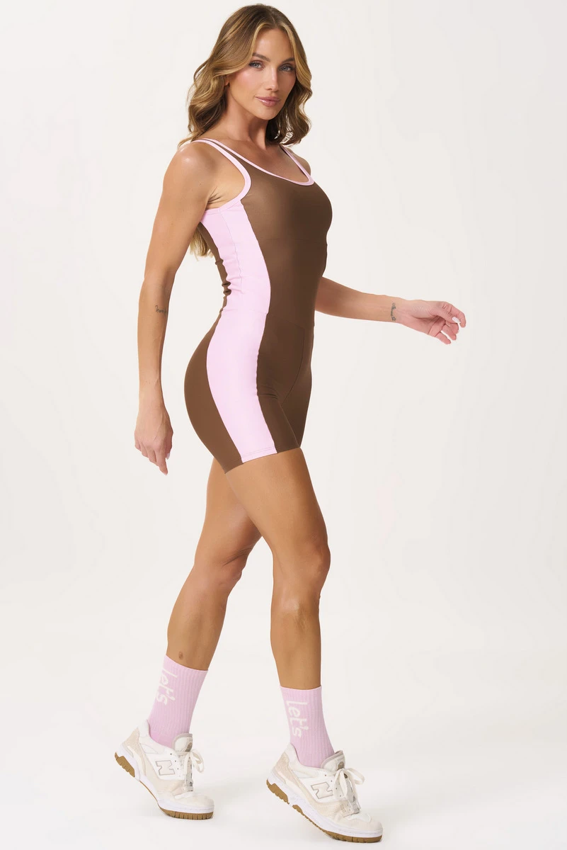 Lets Gym - Glow Fit Mocha Mousse Romper - 3103MM
