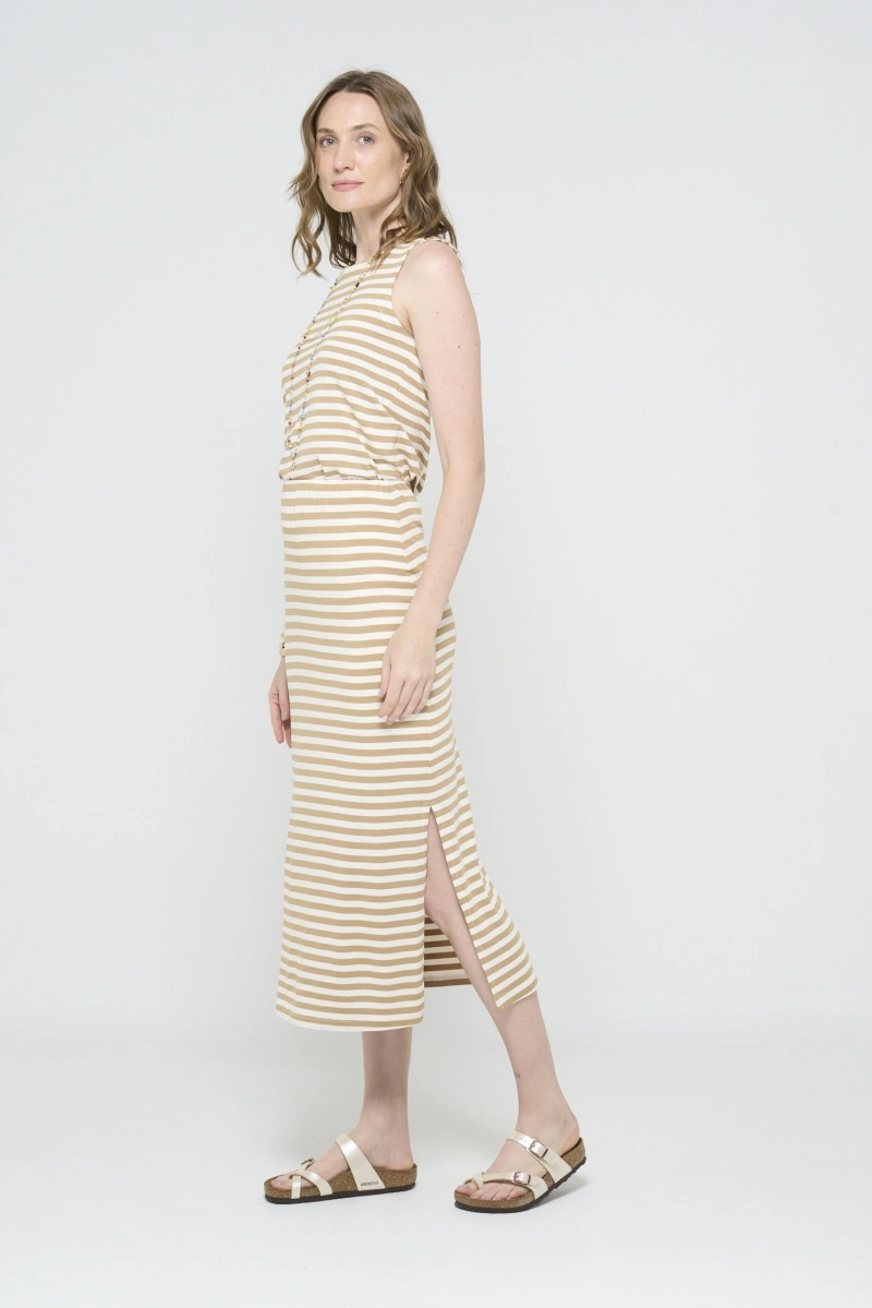 Hidrogênio - BEIGE STRIPED SKIRT - 20635003