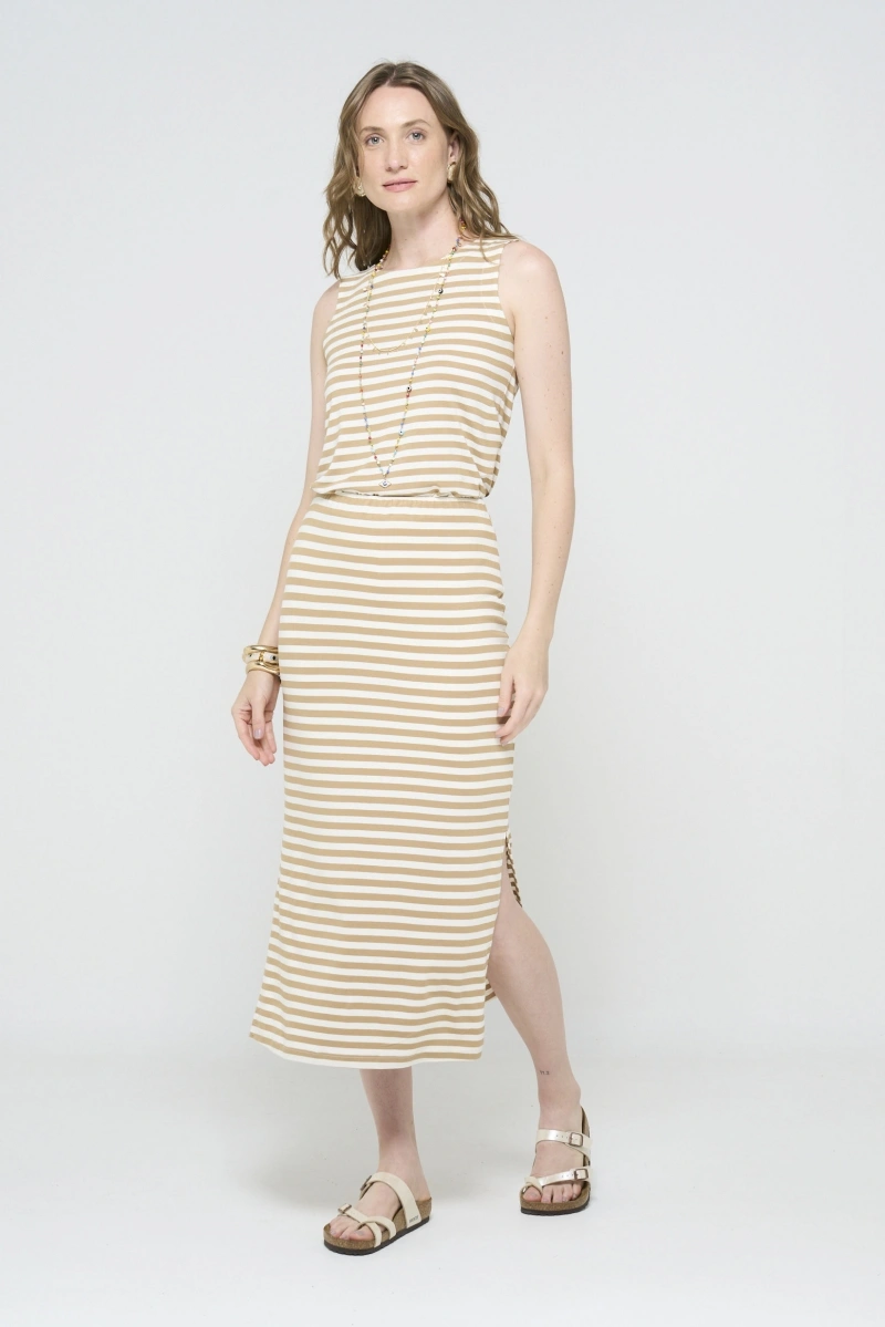 Hidrogênio - BEIGE STRIPED SKIRT - 20635003