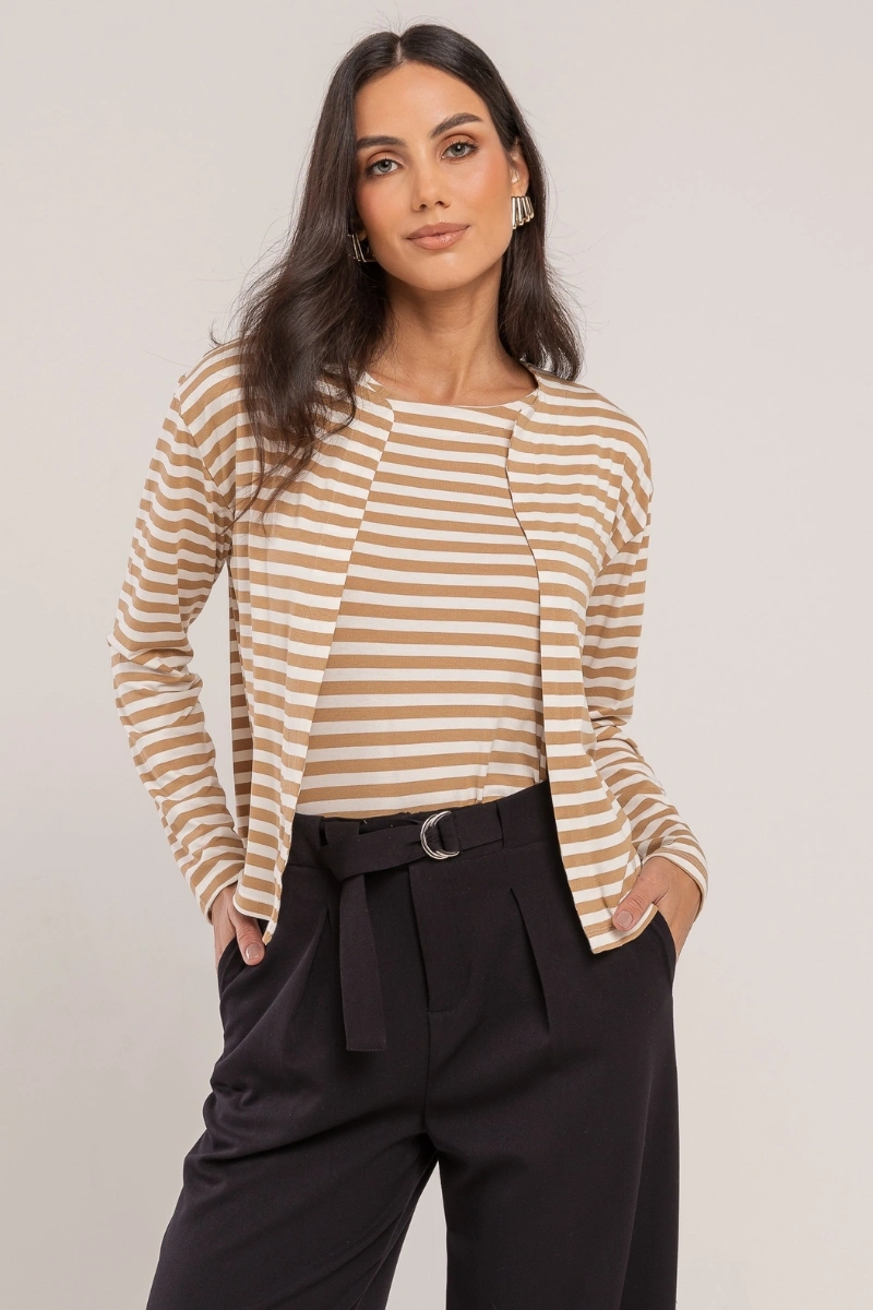 Hidrogênio - Beige cardigan with tank top. - 20634003