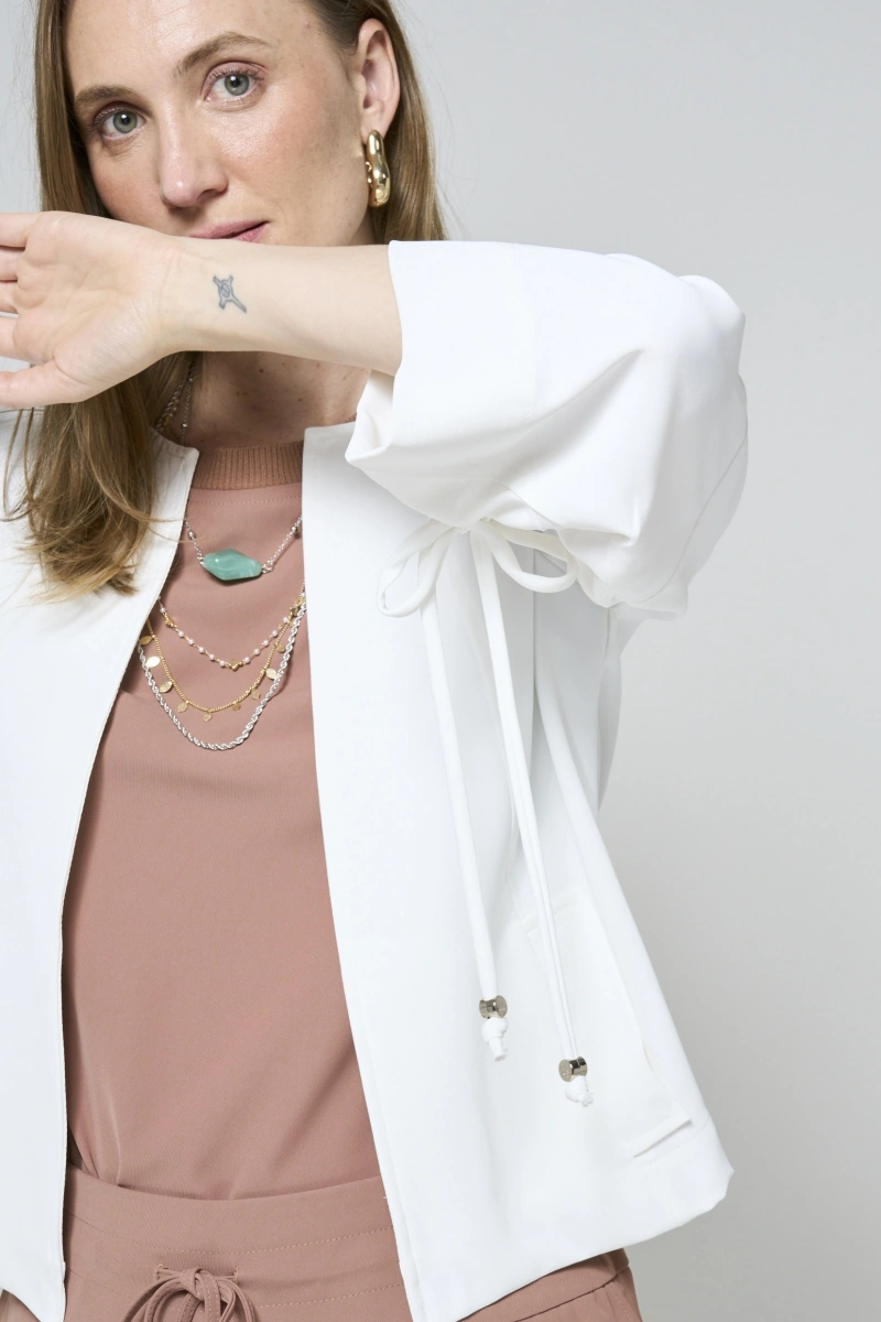 Hidrogênio - WHITE CARDIGAN WITH DRAWSTRINGS - 20504002