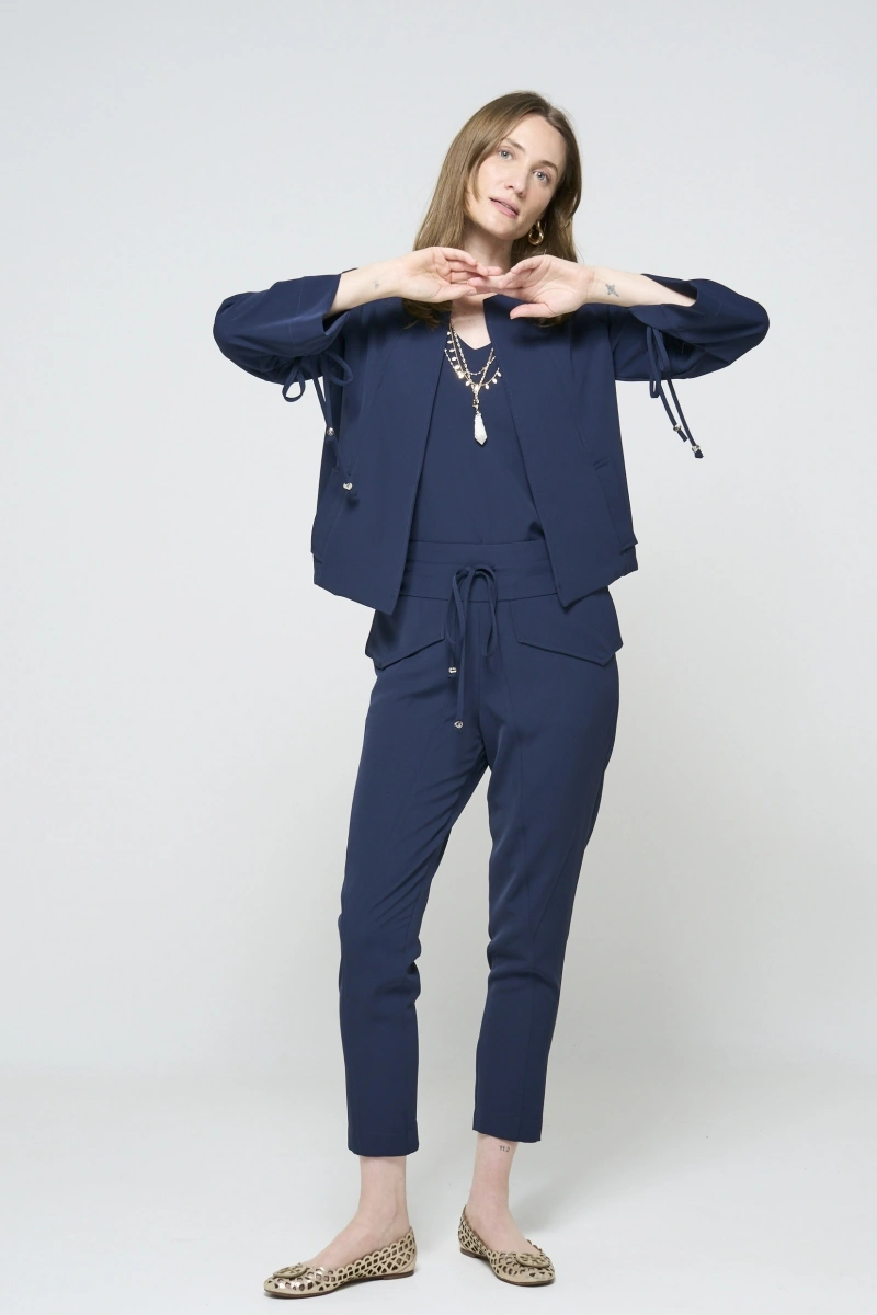 Hidrogênio - Navy blue cardigan with drawstrings - 20504004