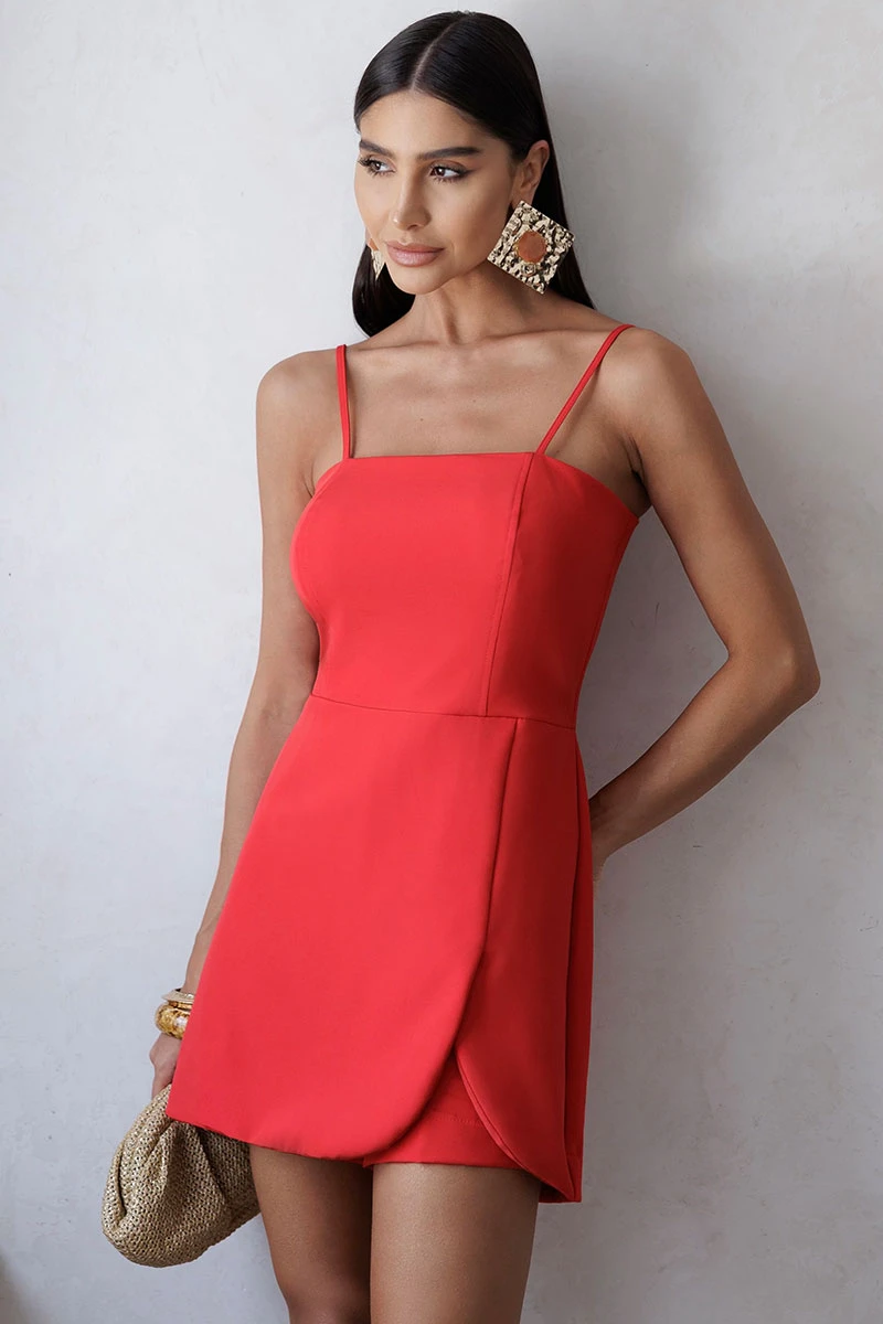 Miss Misses - Estefany Romper with Straps and Zipper in Red - 54716024