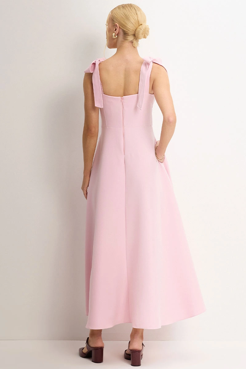 Miss Misses - Katia Dress with Straps and Bow with Green Pink Fin - 54421060