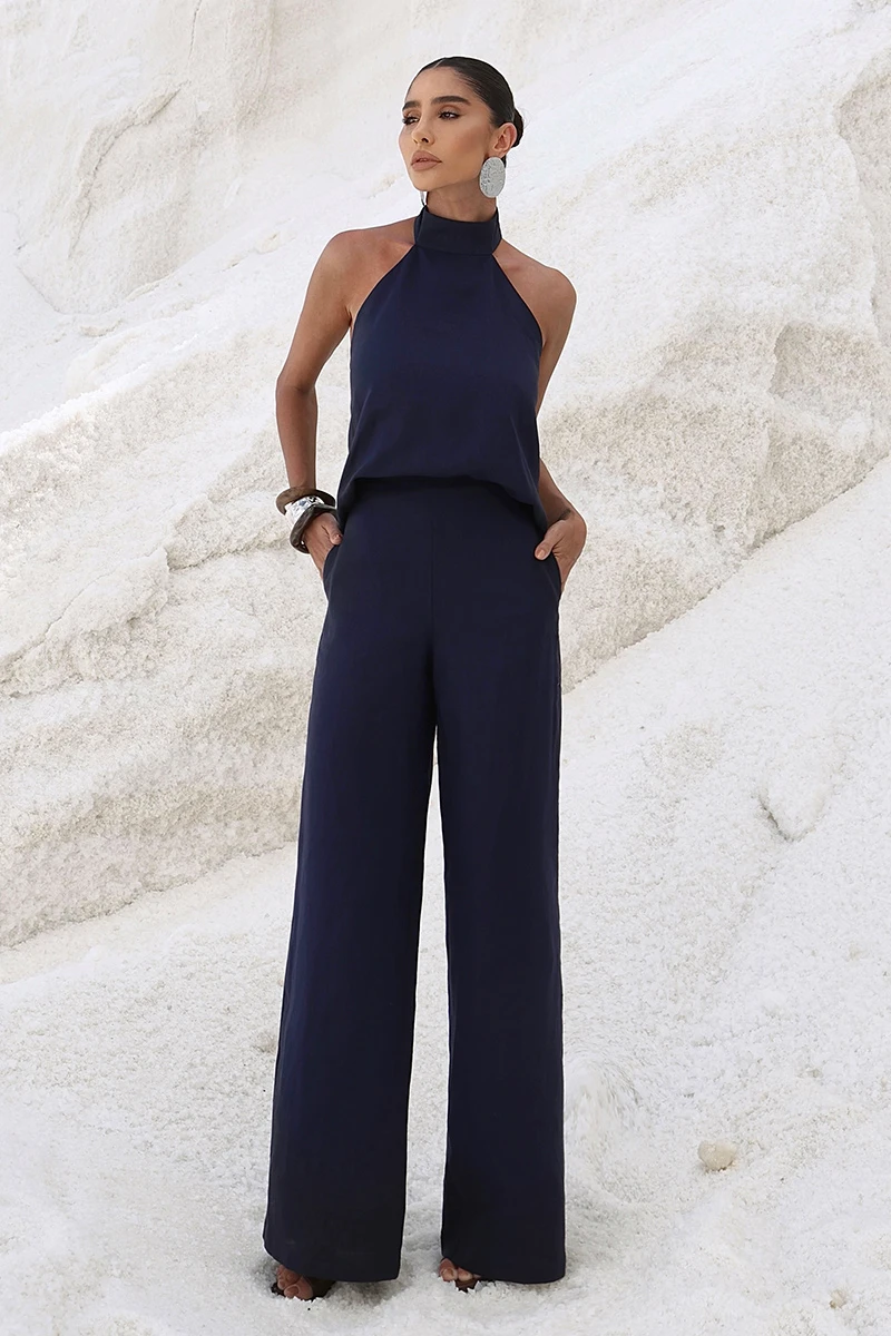Dot Clothing - Dot Clothing Set: Pants and Blue Halter Shirt - 2894AZUL Dot Clothing - Dot Clothing Set: Pants and Blue Halter Shirt - 2894AZUL