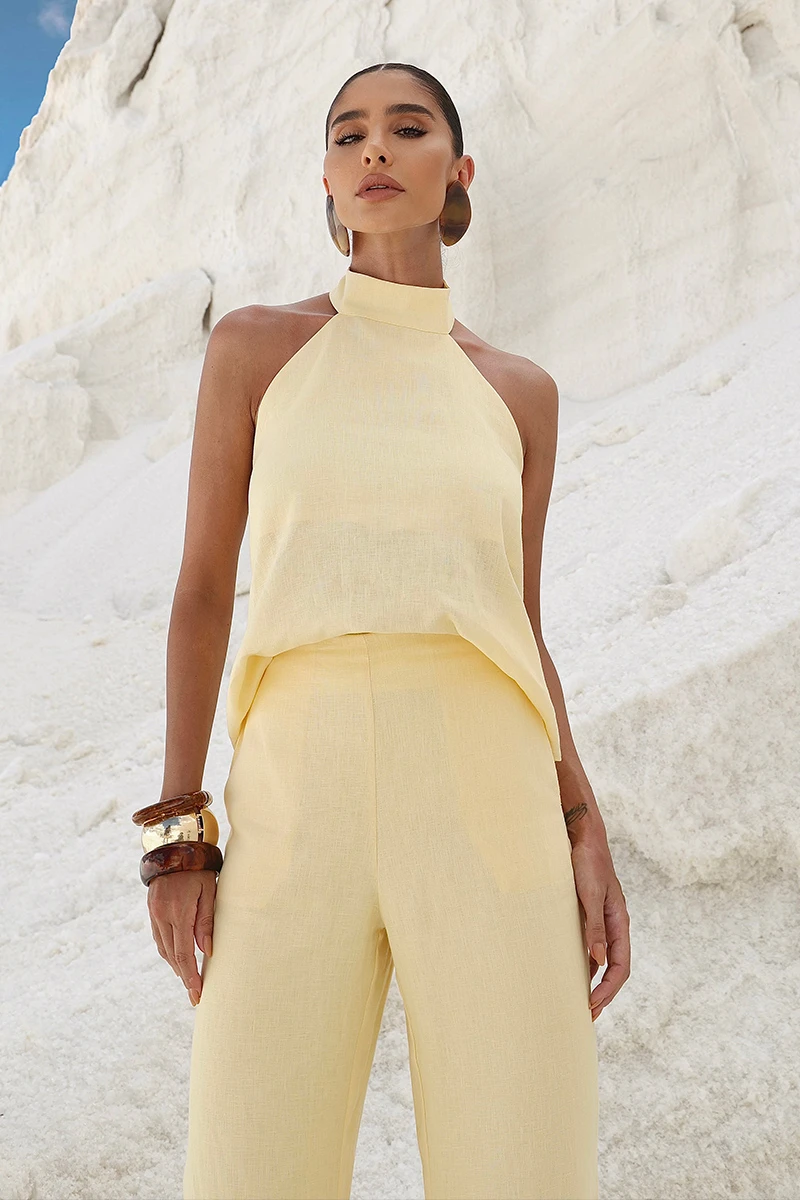 Dot Clothing - Dot Clothing Set: Pants and Yellow Halter Shirt - 2894AMAR Dot Clothing - Dot Clothing Set: Pants and Yellow Halter Shirt - 2894AMAR