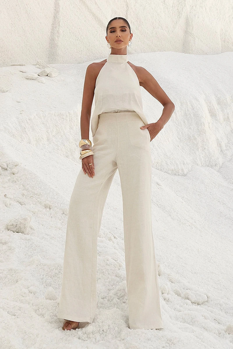 Dot Clothing - Set Dot Clothing Pants and Shirt Front Halter Off White - 2894OFF Dot Clothing - Set Dot Clothing Pants and Shirt Front Halter Off White - 2894OFF