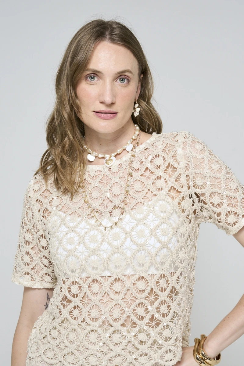 Hidrogênio - NATURAL LACE T-SHIRT TOP - 20608182 Hidrogênio - NATURAL LACE T-SHIRT TOP - 20608182