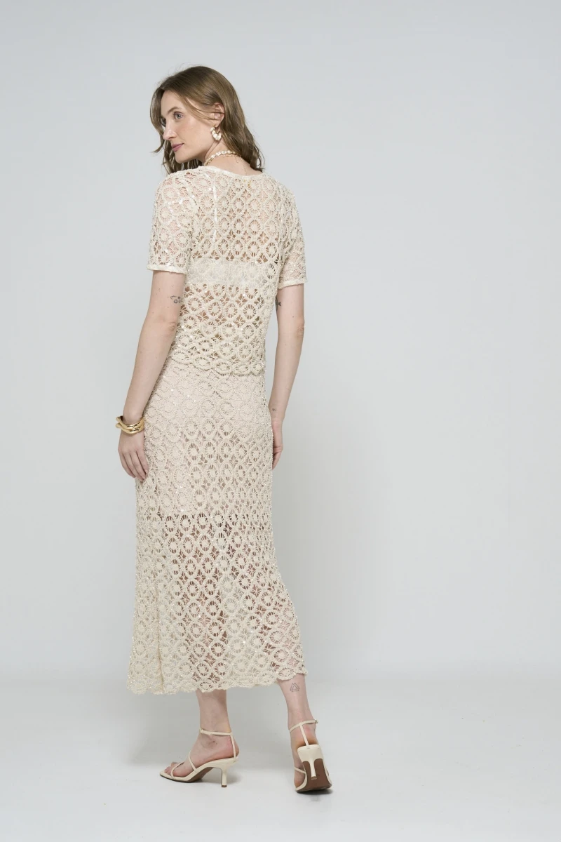 Hidrogênio - Natural Lace Straight Skirt - 20609182