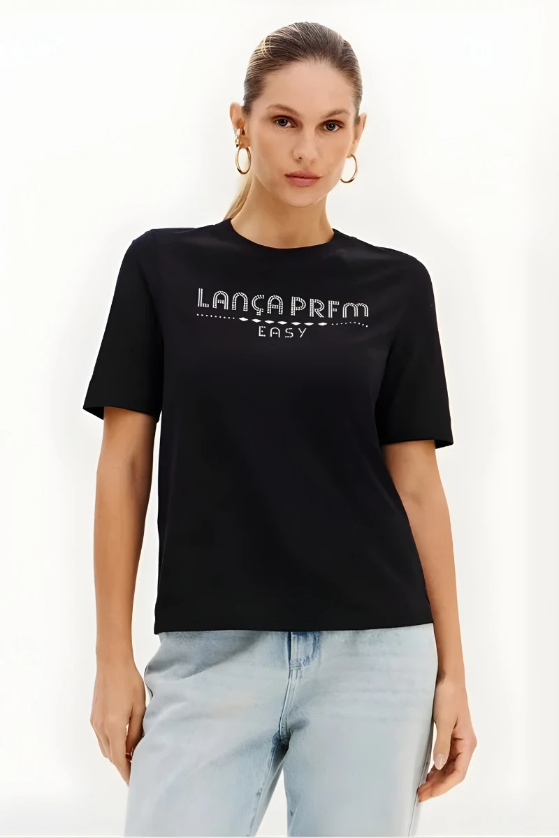 LANÇA PERFUME - Short Sleeve T-shirt with Lança Perfume Applications - 5394 LANÇA PERFUME - Short Sleeve T-shirt with Lança Perfume Applications - 5394
