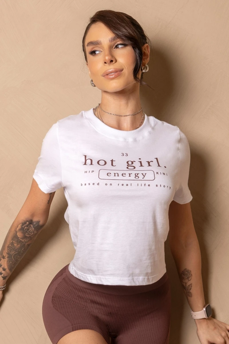 Hipkini - Cropped Shirt Enjoy the moment White - 33331471