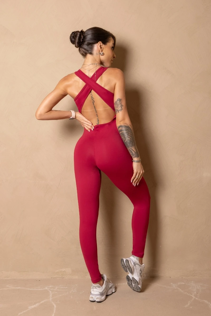Hipkini - Fitness Jumpsuit Enjoy the moment Wine with tulle - 33331480 Hipkini - Fitness Jumpsuit Enjoy the moment Wine with tulle - 33331480
