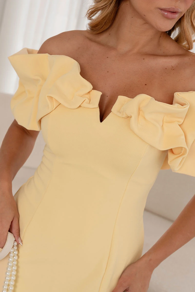 Miss Misses - Dress Driely MD VC neckline/frills Yellow - 54689003