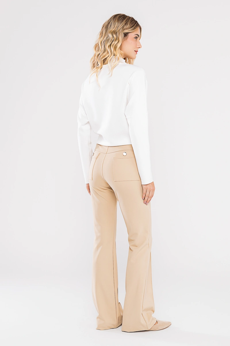 Hidrogênio - Flare pants with lapels, Amora Beige - 20359003