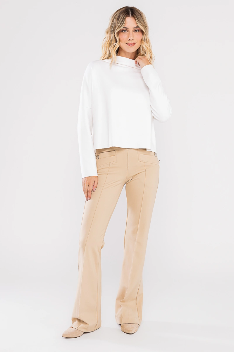 Hidrogênio - Flare pants with lapels, Amora Beige - 20359003