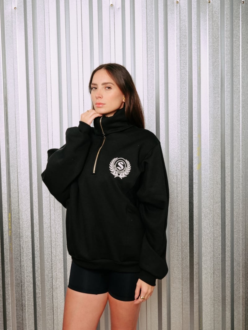 Salma - Noa Black Jacket Blouse with Zipper and High Neck - SALMOL1PRE Salma - Noa Black Jacket Blouse with Zipper and High Neck - SALMOL1PRE