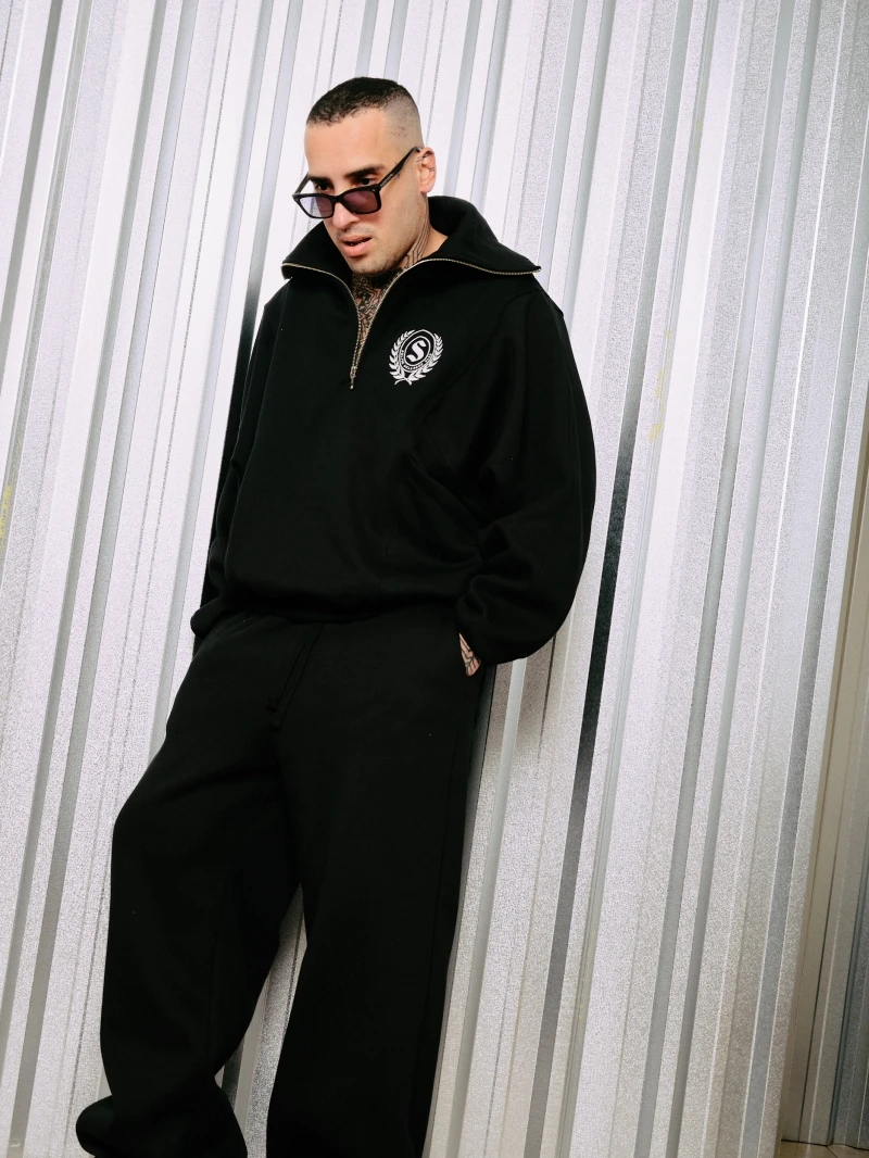 Salma - Noa Black Jacket Blouse with Zipper and High Neck - SALMOL1PRE