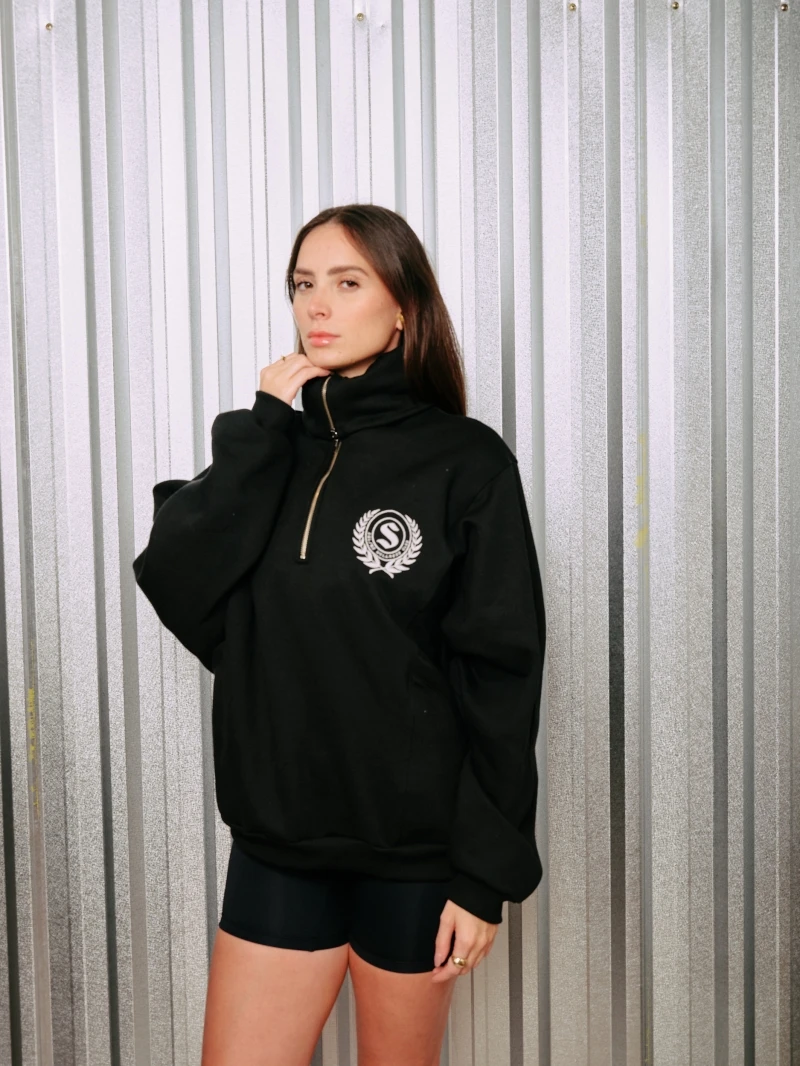 Salma - Noa Black Jacket Blouse with Zipper and High Neck - SALMOL1PRE