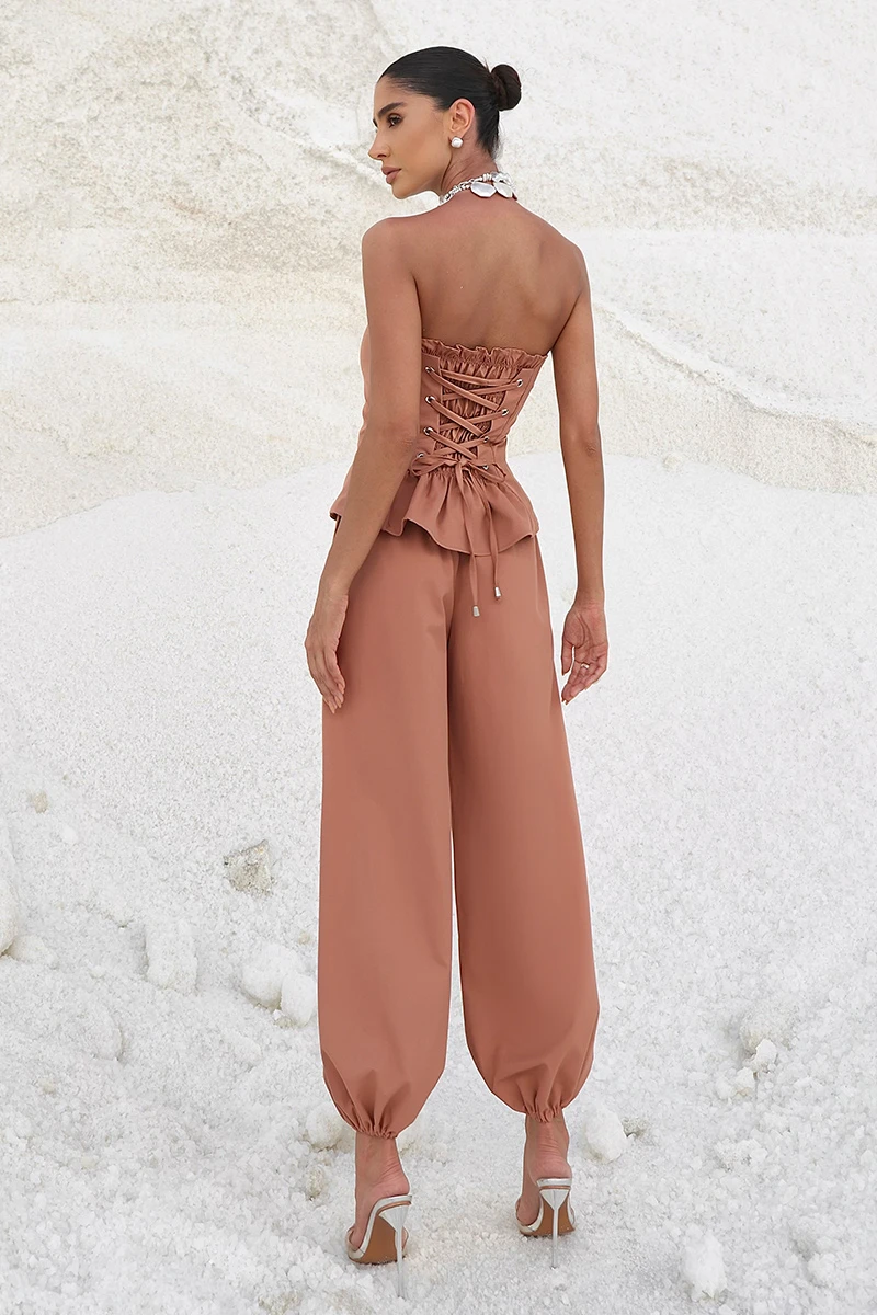 Dot Clothing - Set Dot Clothing Celine Shirt TQC and Pants Ballon Caramelo - 2889MARROM Dot Clothing - Set Dot Clothing Celine Shirt TQC and Pants Ballon Caramelo - 2889MARROM