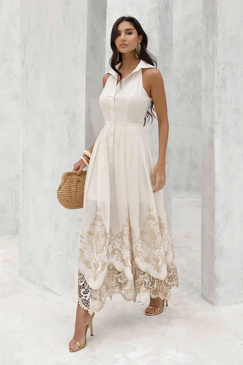 Dot Clothing - Dress Dot Clothing Cora Longuete Barra needlework Off - 2896OFF Dot Clothing - Dress Dot Clothing Cora Longuete Barra needlework Off - 2896OFF