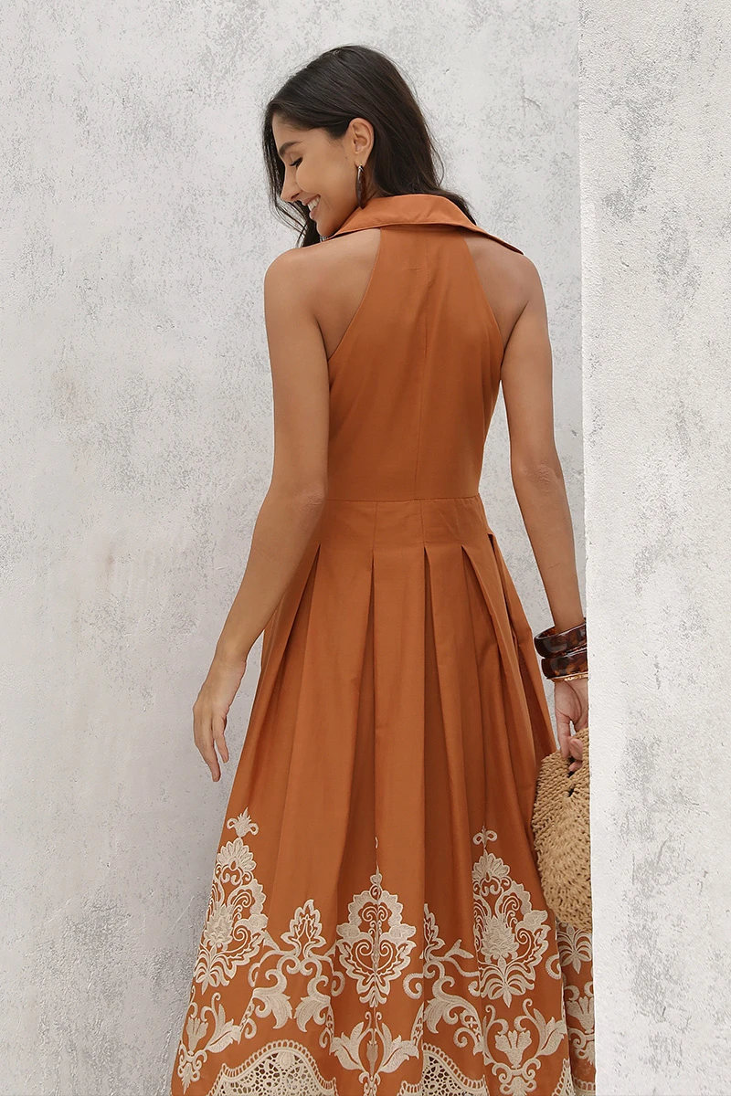 Dot Clothing - Dress Dot Clothing Cora Longuete Barra needlework Terracotta - 2896MARROM Dot Clothing - Dress Dot Clothing Cora Longuete Barra needlework Terracotta - 2896MARROM