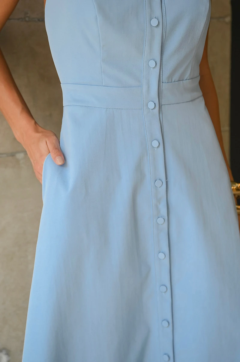 Dot Clothing - Dot Clothing Chloe Longuete Front Halter Blue Dress - 2871AZUL Dot Clothing - Dot Clothing Chloe Longuete Front Halter Blue Dress - 2871AZUL