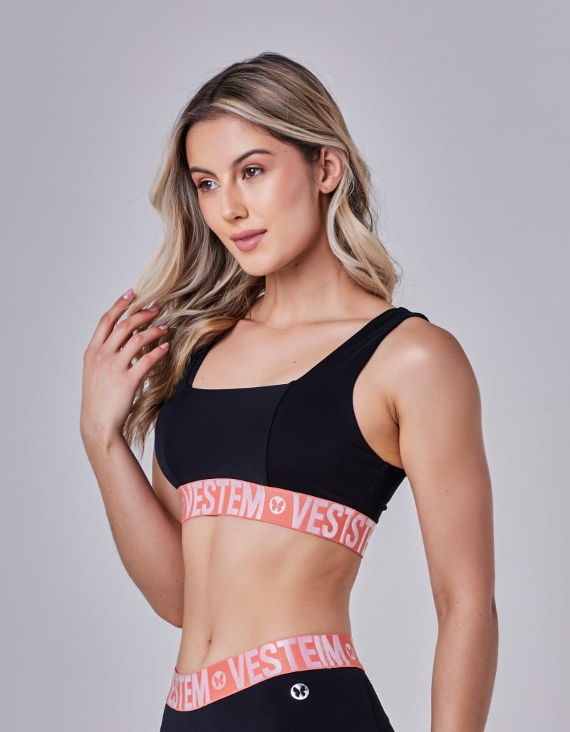 Vestem - Simone Black and Orange Zig Zag Top - TOP960.CP.C0380