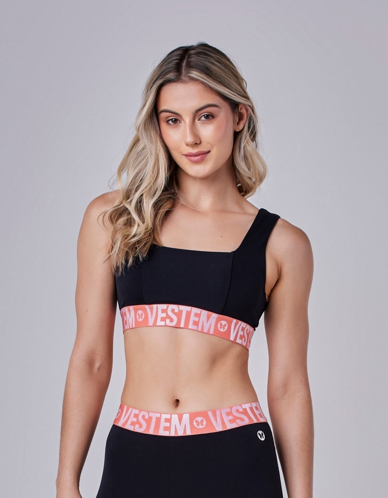 Vestem - Simone Black and Orange Zig Zag Top - TOP960.CP.C0380